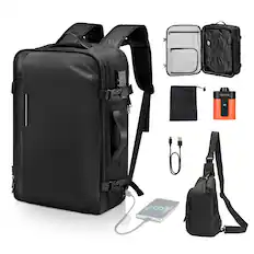 Front. VEVOR - Vacuum Travel Backpack, 65L, Expandable Vacuum Seal Compression Travel Backpack with Pump, with TSA-Approved Lock - Black.