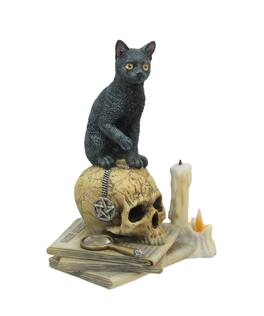 Veronese Design - Lisa Parker Spirits of Salem Black Cat on Human Skull Statue 6.5 Inches High - Multicolored
