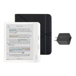 Kobo - Libra Colour eReader (White) with and AC Bundle - 2024 - Black SleepCover