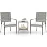 Costway - 3 PCS Patio Furniture Set with Seat Cushions & Tempered Glass Tabletop - Gray,White