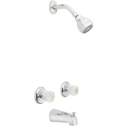 Front. OAKBROOK - OakBrook Essentials 2-Handle Chrome Tub and Shower Faucet - Silver.