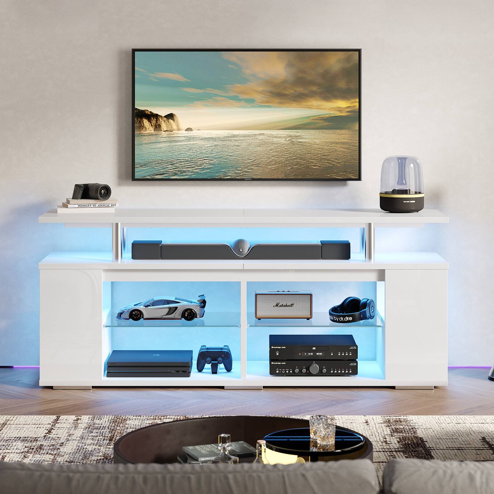 T.V Pinmoco 63 inch Modern TV Stand High Glossy Entertainment