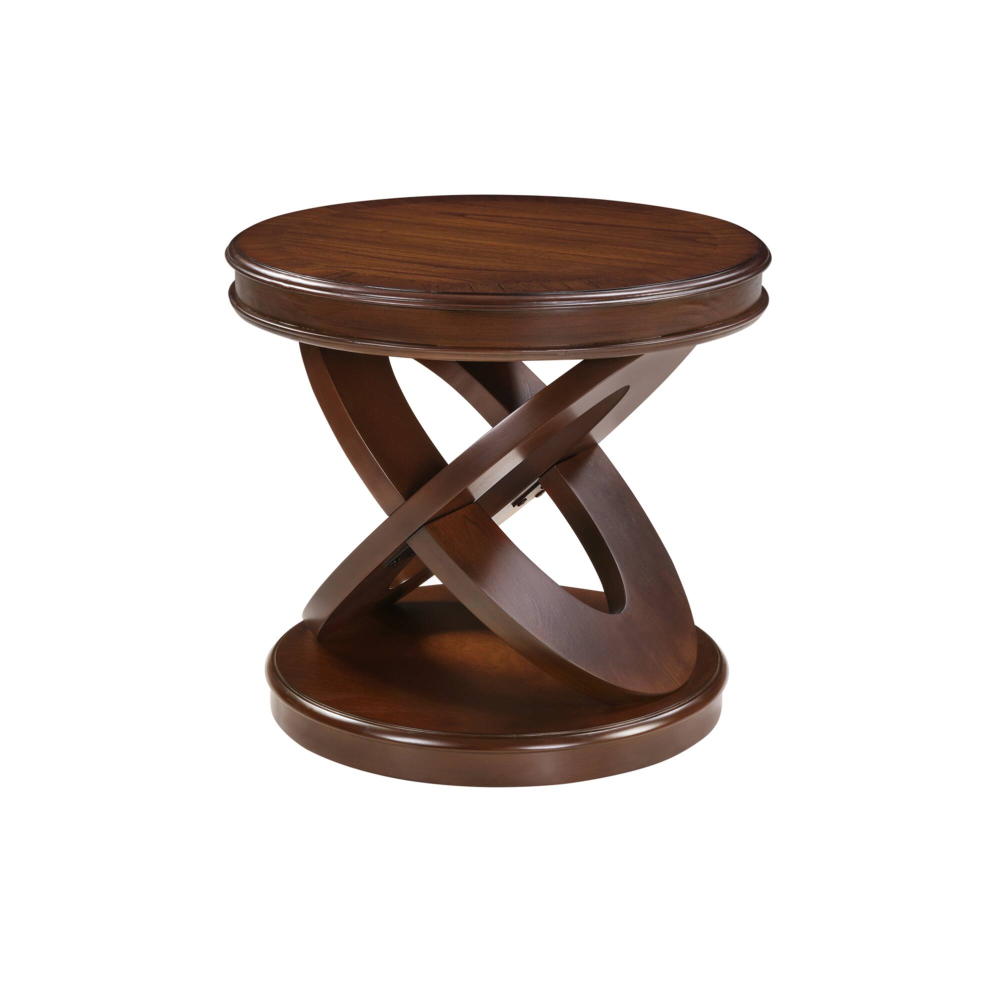 Alt View 7. GOODSILO - Retro Round Wooden End Table with X-Shape Base for Living Room or Dining Area - Walnut.