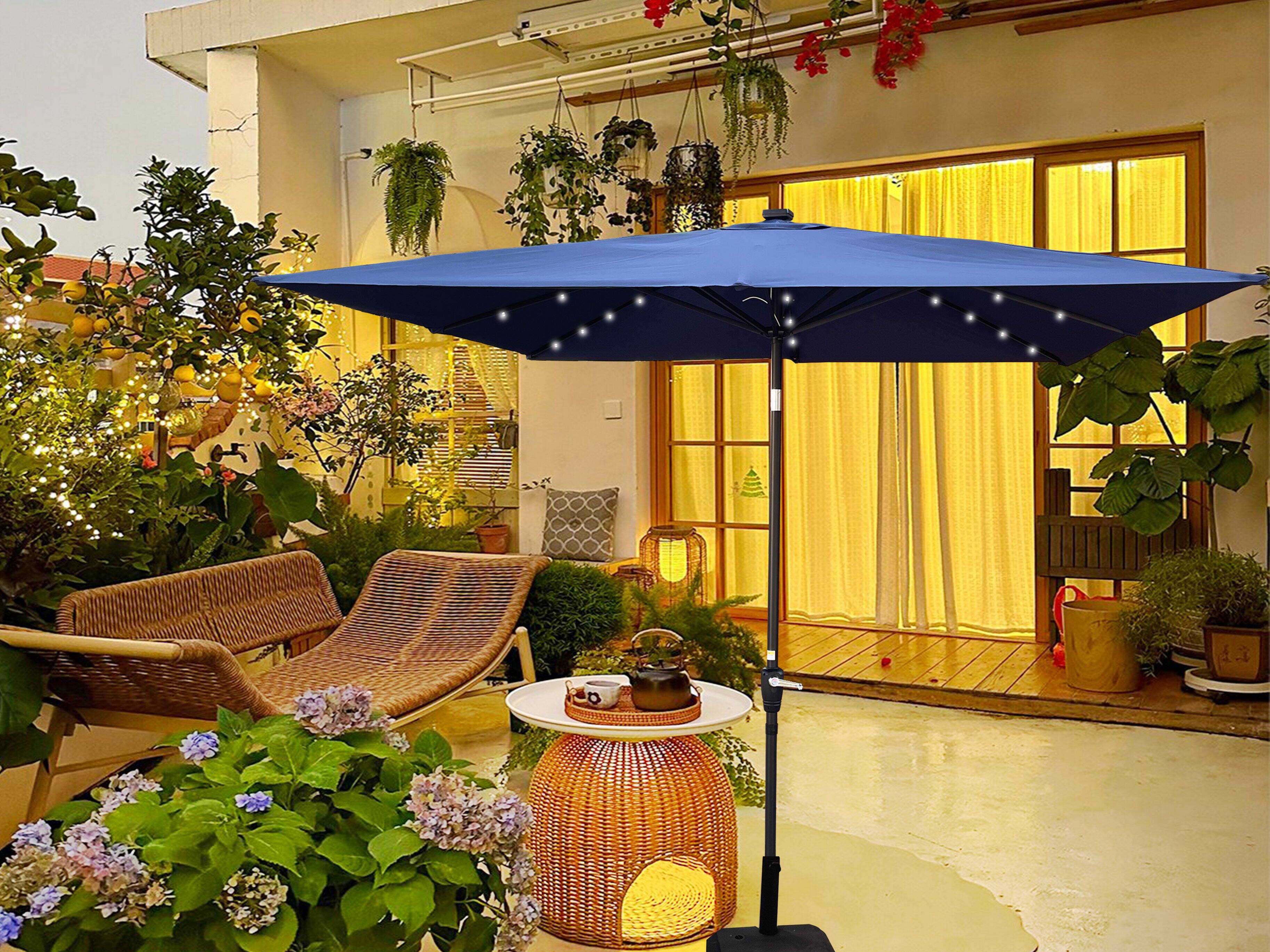 Angle. Loheer - Loheer 8.2Ft Square Patio Umbrella Solar Lighted Deck Sun Shade with Crank Lift.