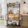 Bestier - 59 Inch Bakers Rack with Storage Cabinets, Multi-Functional Kitchen Island Microwave Stand Coffee Bar - Retro Grey Oak-Light