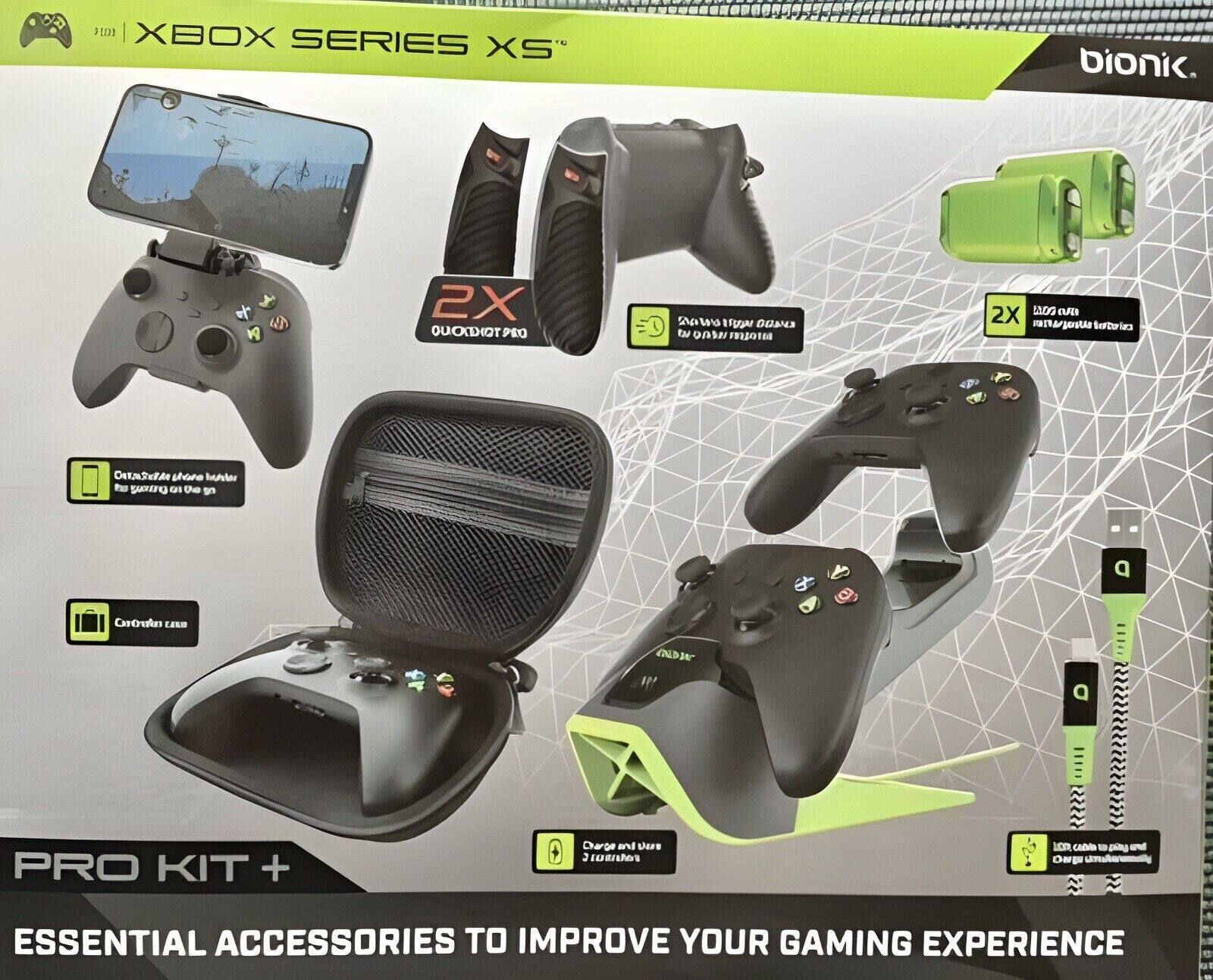 XBOX SERIES XS
bionik.
PRO KIT +
ESSENTIAL ACCESSORIES TO IMPROVE YOUR GAMING EXPERIENCE
- 2X QUADSHOT PRO
- 2X DURABLE BATTERIES
- 2X DURABLE BATTERIES
- CHARGING STATION
- CHARGING CABLE
- CHARGING CABLE
QUADSHOT PRO
DURABLE BATTERIES
CHARGING STATION
CHARGING CABLE
PRO KIT +
ESSENTIAL ACCESSORIES TO IMPROVE YOUR GAMING EXPERIENCE