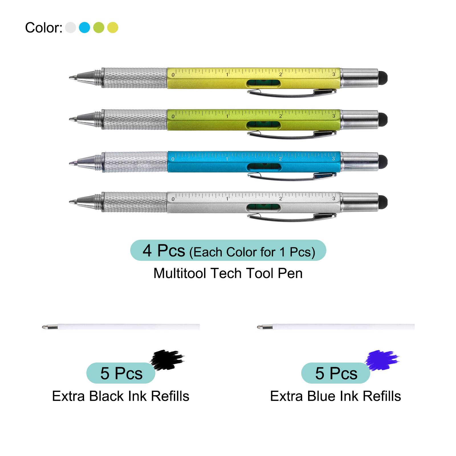 Color: a - 2 3 o 1 2 3 J 7  D 1 2 3 4 Pcs (Each Color for 1 Pcs) Multitool Tech Tool Pen 5 Pcs Extra Black Ink Refills 5 Pcs Extra Blue Ink Refills