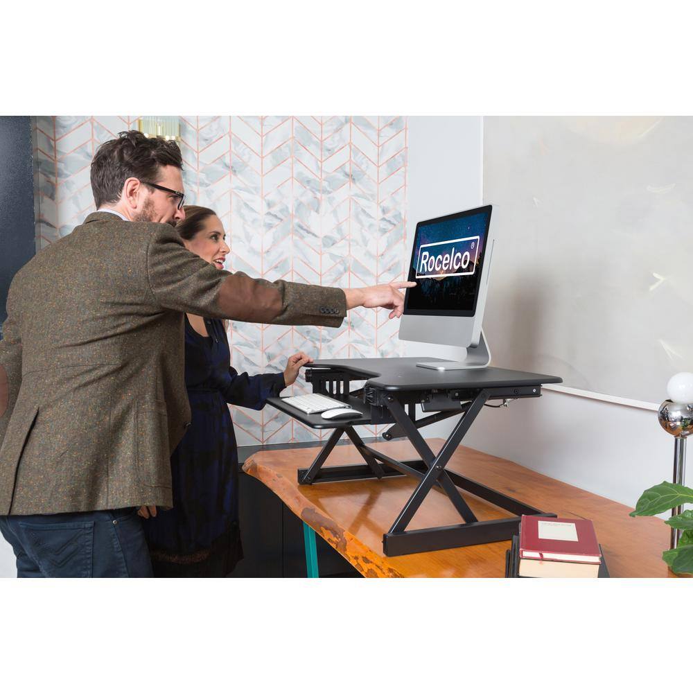 Angle. Rocelco - 40" Large Height Adjustable Standing Desk - Black.