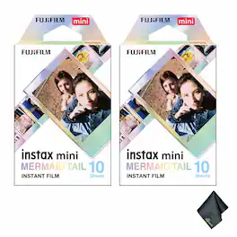 Fujifilm - 2xFUJIFILM INSTAX MINI Mermaid Tail Instant Film (10 Exposures), Microfiber Cleaning Cloth, Bundle