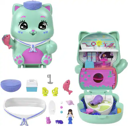 Front. Mattel - Mattel - Polly Pocket Pocket Set Sail Kitty Compact - Collectibles - Multicolor.