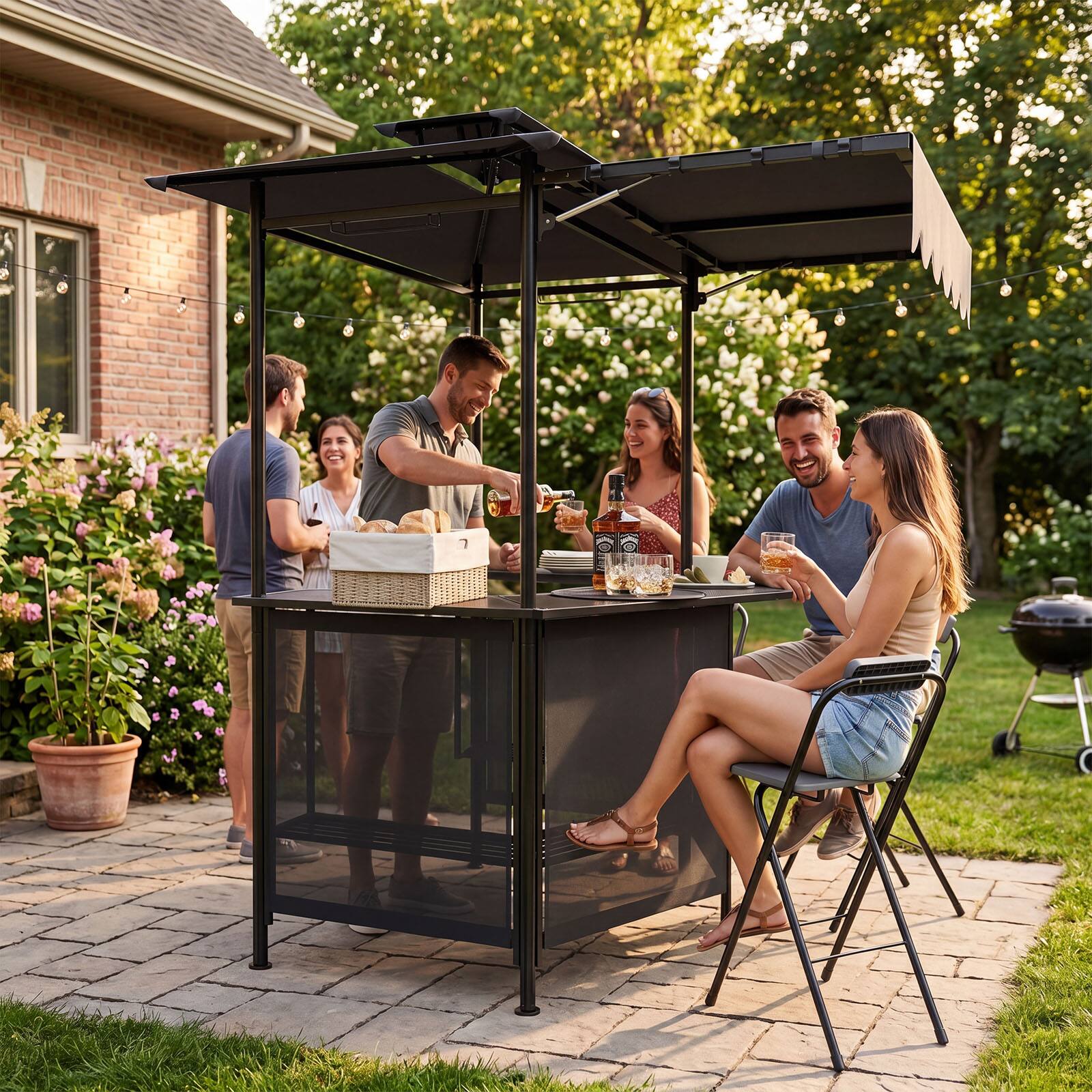 Alt View 4. Gymax - Gymax 2PCS Folding Bar Stools w/Ergonomic Seat & Comfortable Footrest Anti-Slip Feet Gray & Black - Gray.