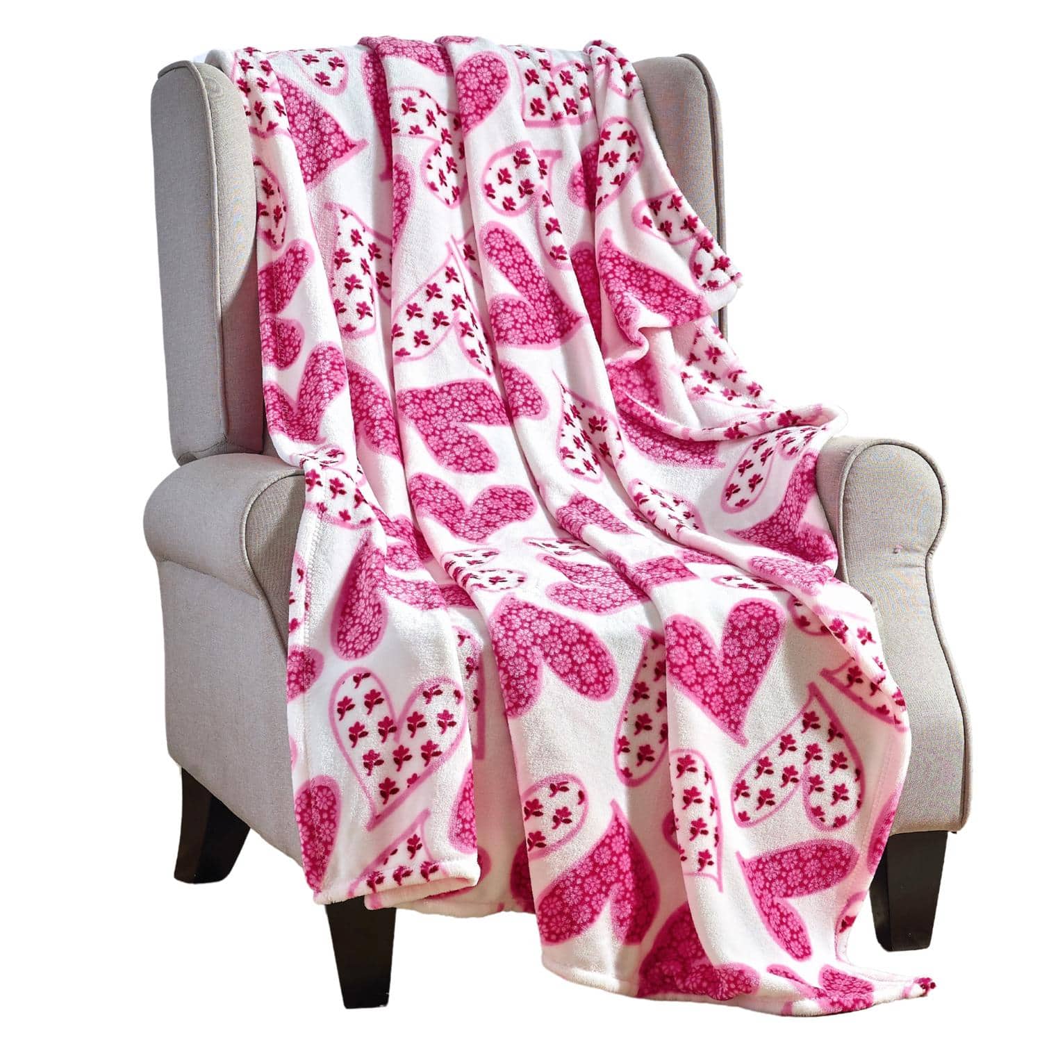 Noble House - Plazatex Scarlett All Season Micro Plush Decorative Valentine Throw Blanket 50" X 60" - Pink