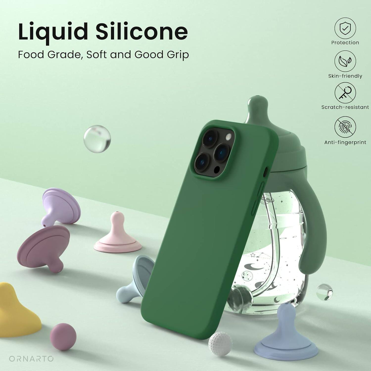 Liquid Silicone, Food Grade, Soft and Good Grip, Protection, Skin-friendly, Scratch-resistant, Anti-fingerprint, ORNARTO