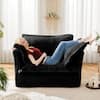 Front. Meqiodas - Slip-Covered Armchair with 1 Big Back Cushion and 2 Big Toss Pillows, Single Deep Seat Comfy Single Couch Sofa - Black.