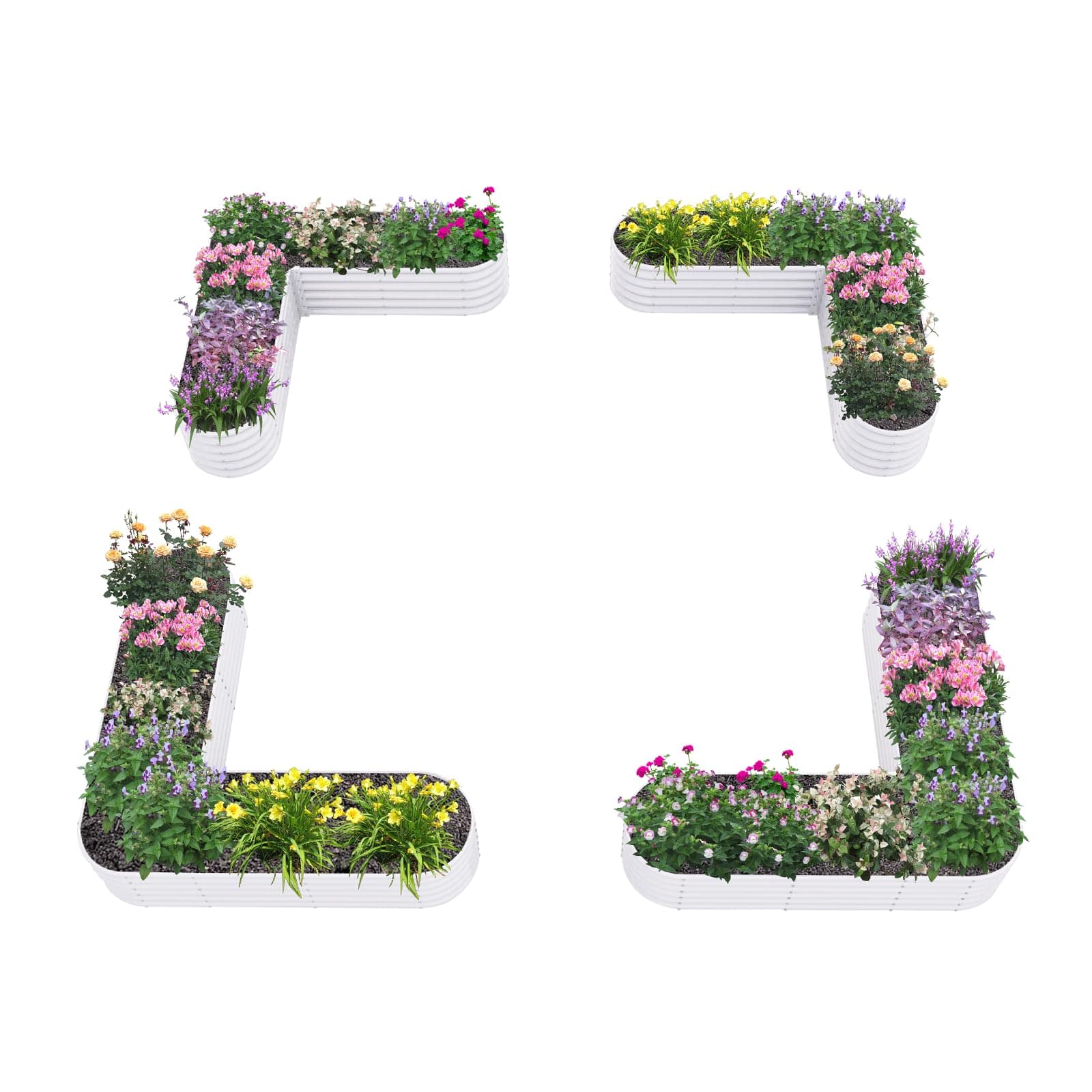 A Anleolife - 4-Pack Metal Freefom Heart-Shaped Raised Garden Bed Planter Box for Vegetables (81 in. L x 81 in. W x 18 in. H) - White price history on PriceWatchPro