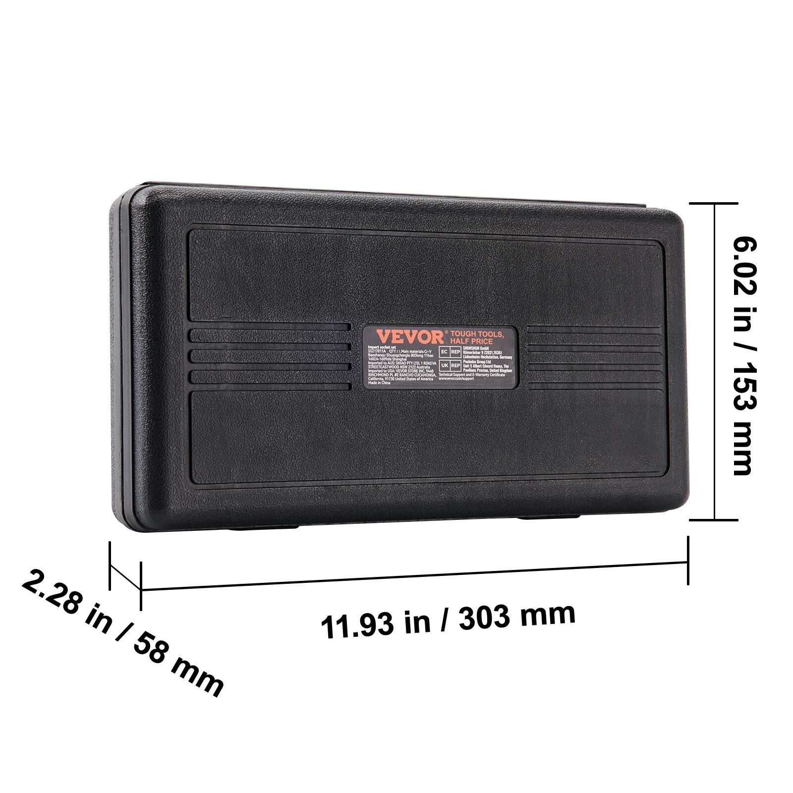 TOUGH TOOLS, VEVOR HALF PRICE : : L I - adal d.. - - - - - - - - - ae - H - - -  - -  - - -  -  -  I  : : i -   F. - : - : - 6.02 in I 153 mm 2.28 in I 58 mm 11.93 in I 303 mm