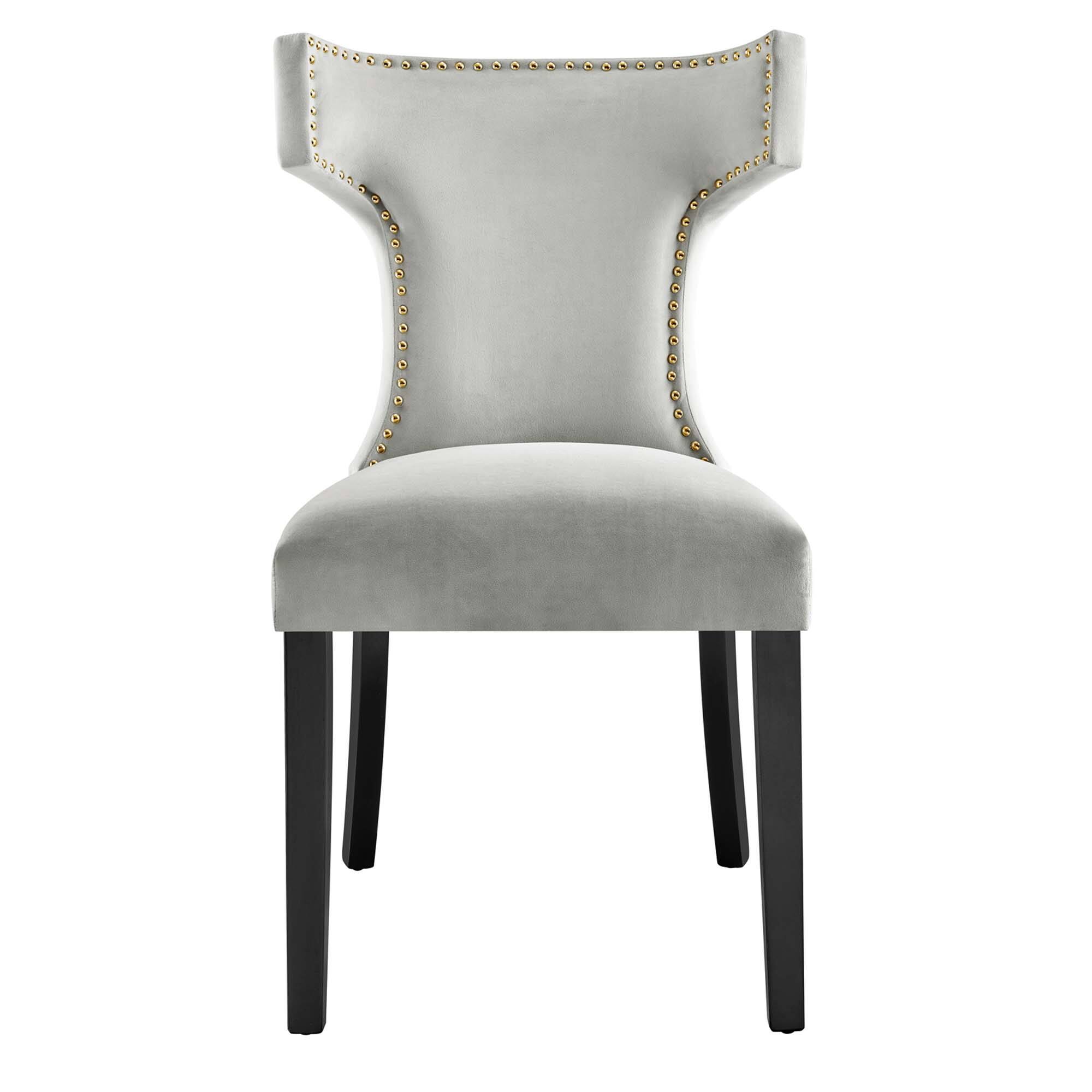 Alt View 4. Modway - Curve Performance Velvet Dining Chairs Set of 2 by Modway - Light Gray.