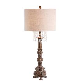 Jonathan Y - Carlisle 33.5" Resin/Acrylic LED Table Lamp - Antique Brown