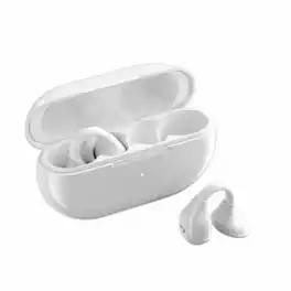 RISOKEYS - Open-Ear Bluetooth Headphones, Clip-On Design, Spatial Surround Sound, Ultra-Lightweight for Running, Gym, Commuters - White