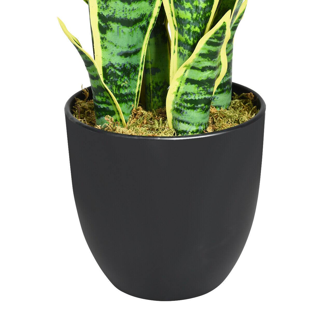 Alt View 9. Gymax - Gymax Artificial Snake Plant 35.5" Fake Sansevieria Indoor-Outdoor Decoration Yellow - Green + Yellow.