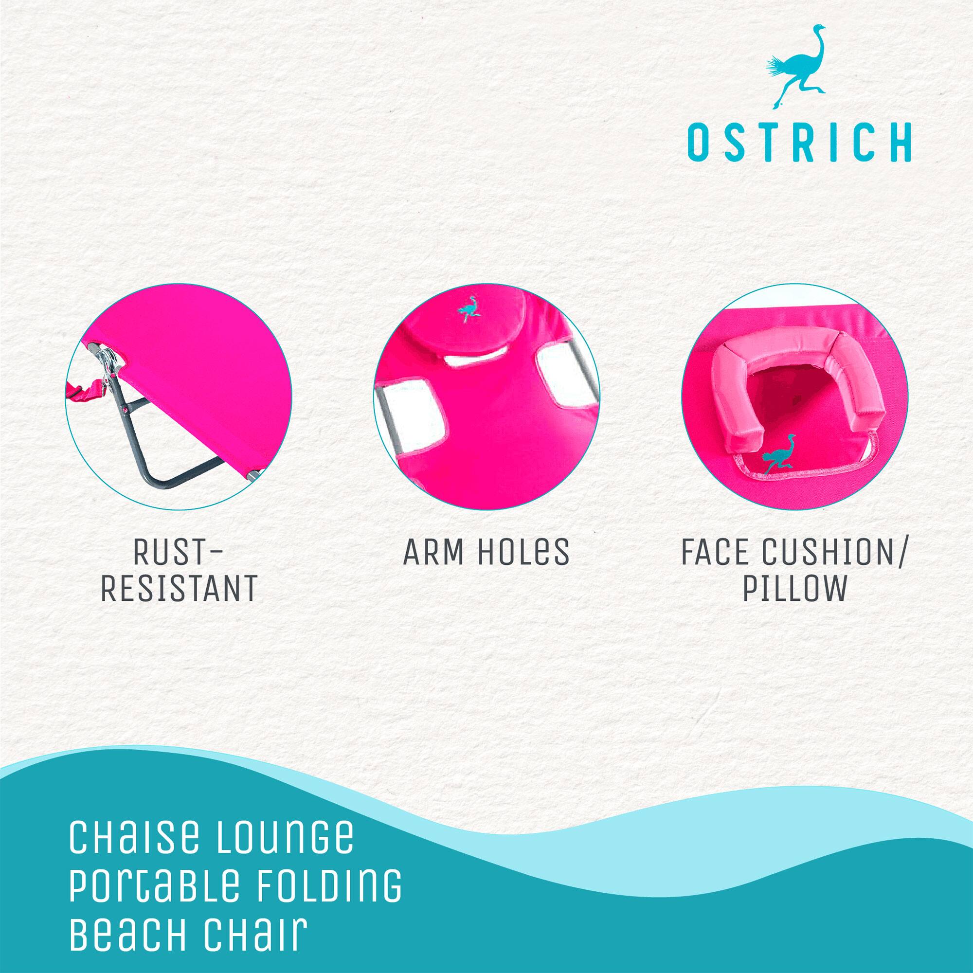OSTRICH

RUST-RESISTANT ARM HOLES FACE CUSHION/ PILLOW

Chaise Lounge Portable Folding Beach Chair