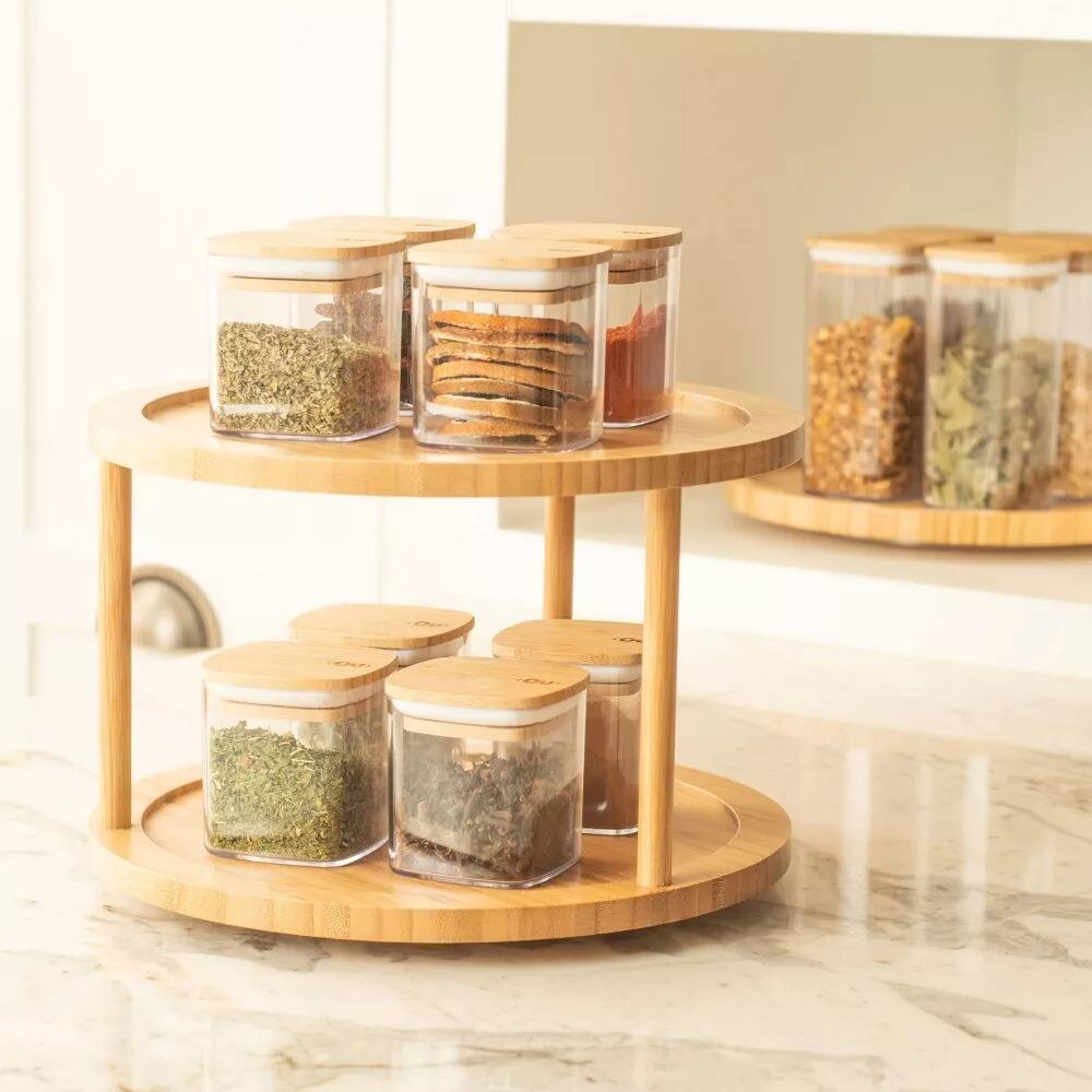 Alt View 5. OU - OU Airtight Food Storage Container Set w Bamboo Lid 8pc (set of 4) Plastic Storage Container - Clear.