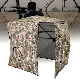 Costway - 360° One-Way See-Through Hunting Blind with Full-Open Door Portable Carry Bag - Camouflage