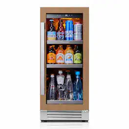 Ca'Lefort - 15 Inch Panel Ready Beverage Refrigerator,100 Can, Glass Door 3 color LED Built-in/Freestanding, (Panels Not Included) - Stainless Steel
