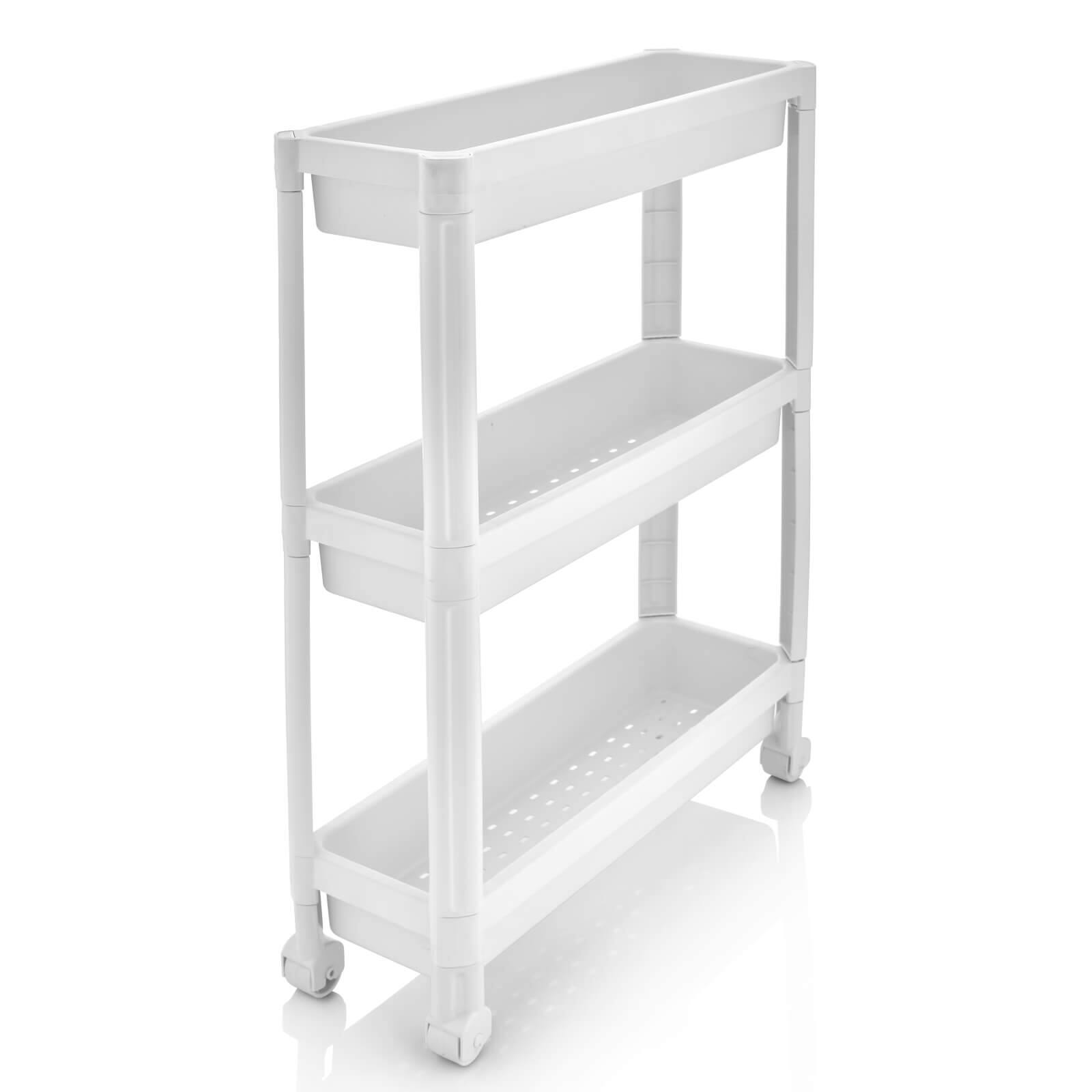 Front. Costway - Costway 3-Tier Slim Rolling Storage Cart 2-Pack with Wheels, Detachable Design for Kitchen - White.