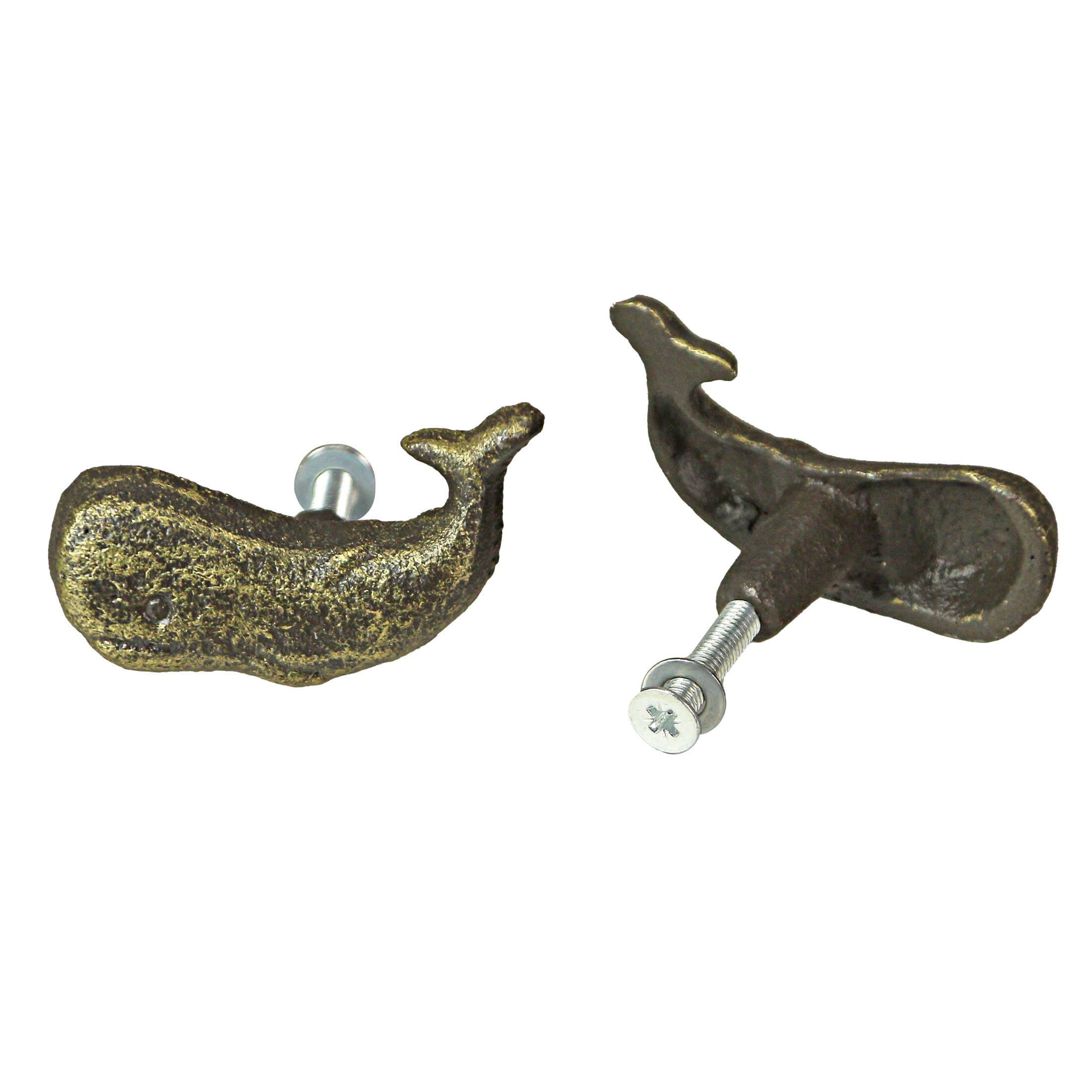 Alt View 2. Zeckos - Bronze Cast Iron Whale Drawer Pull Decorative Cabinet Knob Nautical Set/ 6 - Bronze.