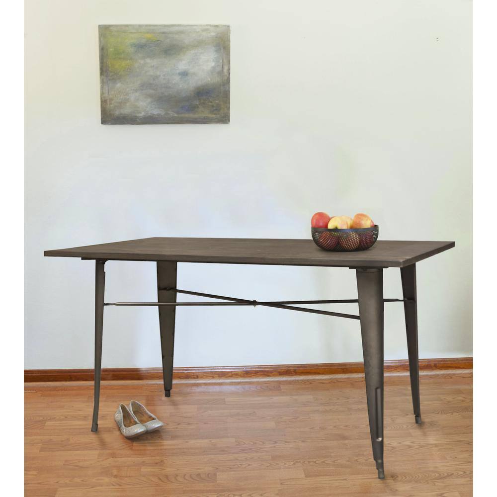 Angle. AmeriHome - AmeriHome Loft Rustic Gunmetal Metal Dining Table with Wood Top - Multi.