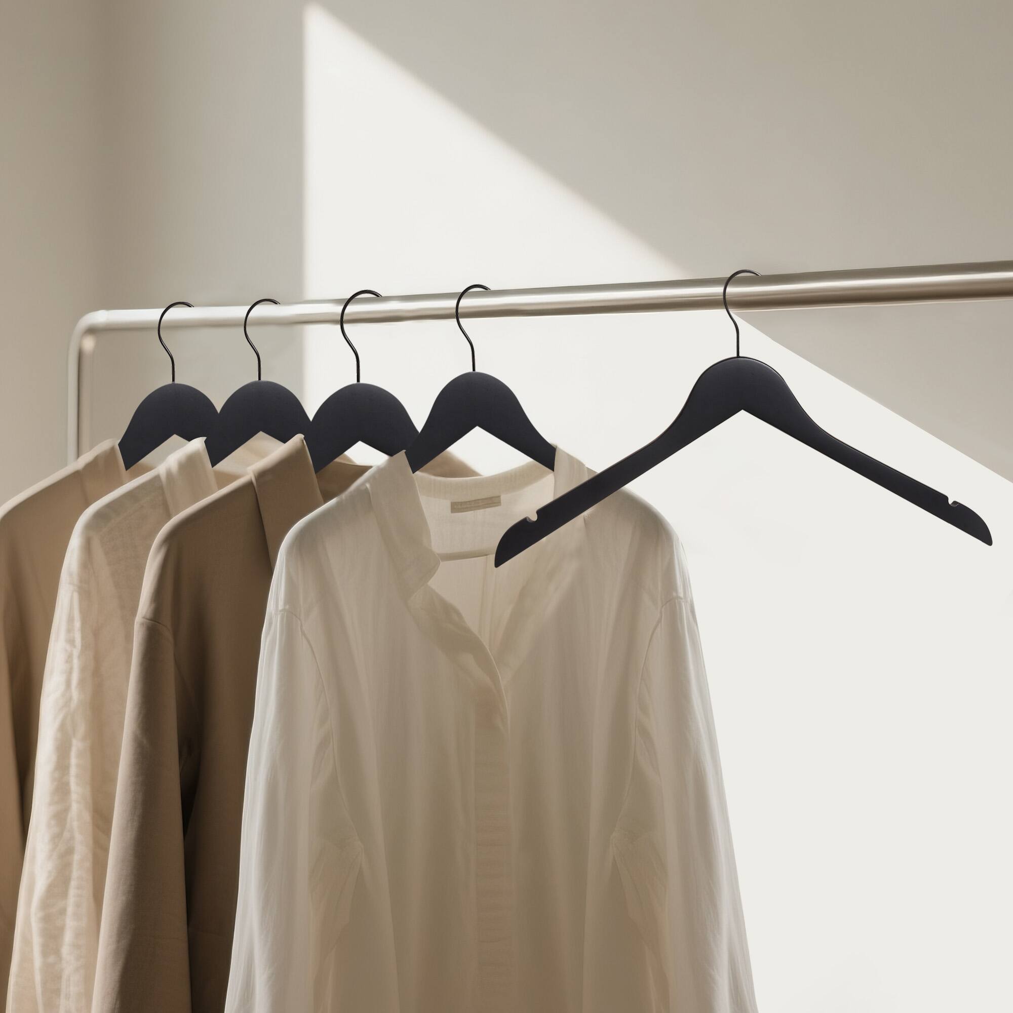 Alt View 2. BP4U - 12-Pack Premium Wooden Clothes Hangers, Solid Wood Coat Shirt Top Hangers for Jackets, Shirts, Dresses(Black) - Black.