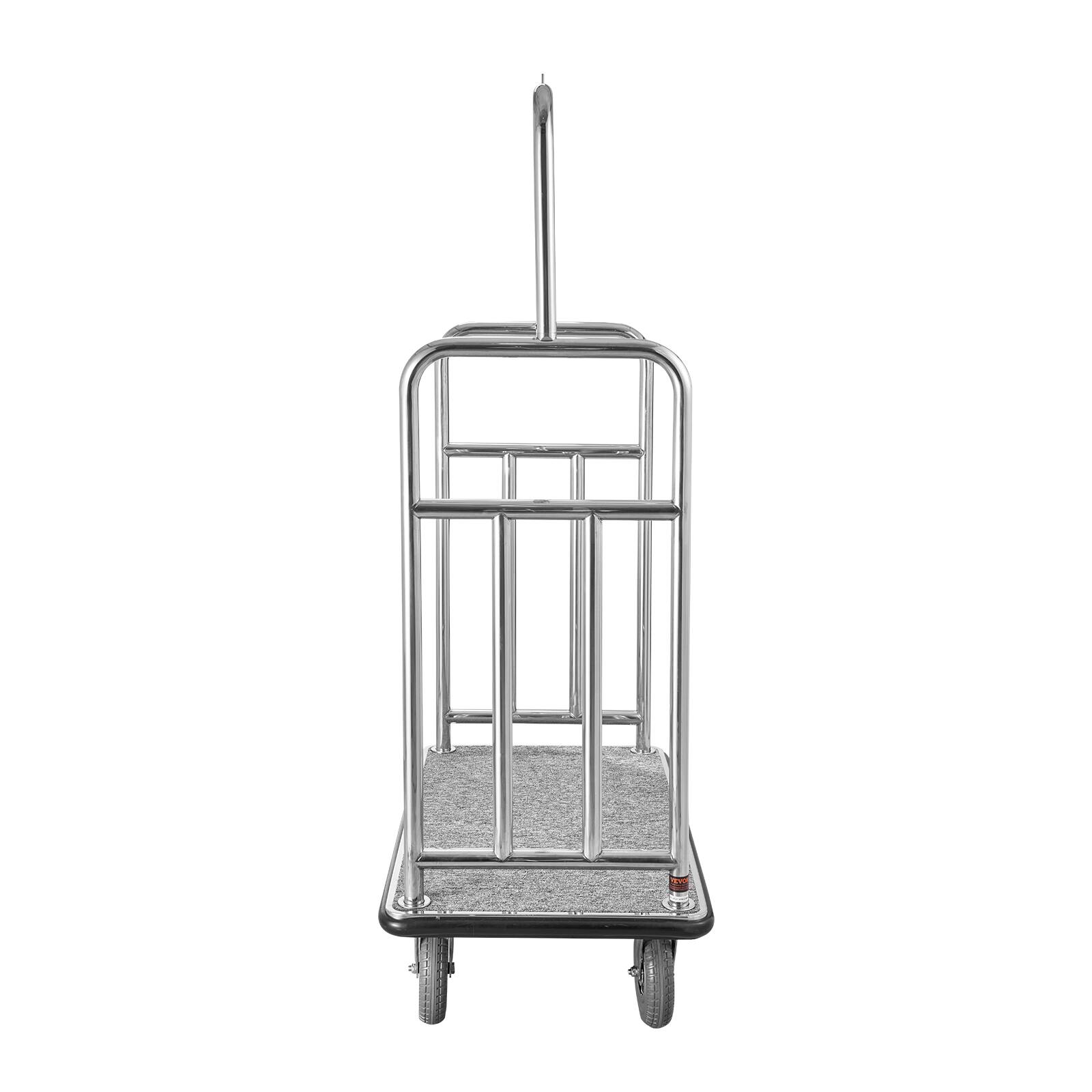 Alt View 5. VEVOR - Hotel Luggage Cart, 1200 LBS Load Capacity, Brushed Stainless Steel Finish Bellman's Cart, Valet Cart - Silver.