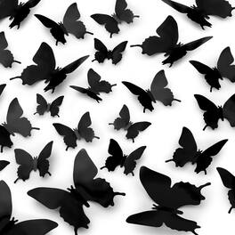 Zulay Kitchen - Zulay 24pcs Removable DIY Decorations 3D Butterfly Wall Decor with 3 Different Sizes - Black