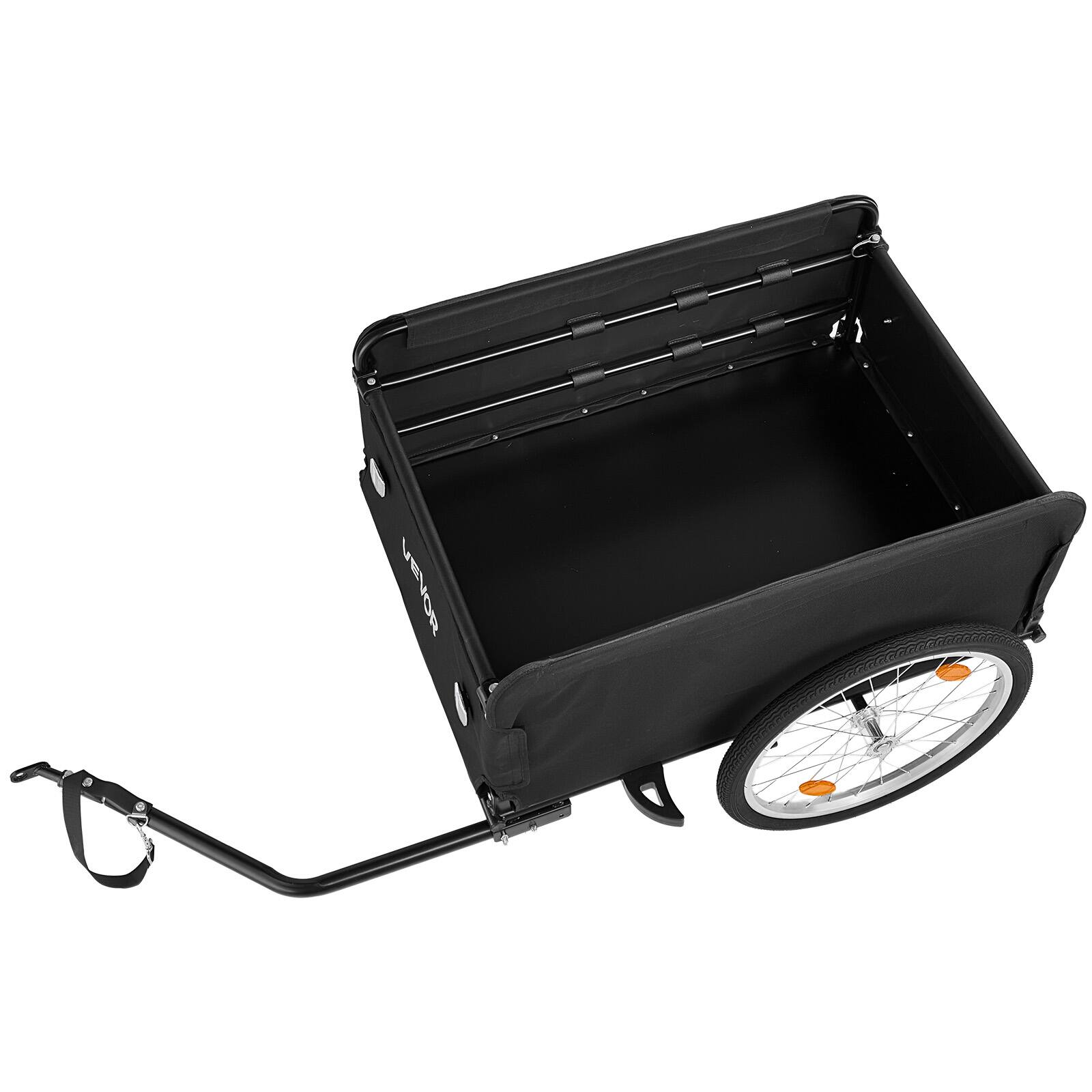 Alt View 5. VEVOR - Bike Cargo Trailer 130 lbs Load Heavy-Duty Bicycle Wagon Cart Folding, Foldable Compact Storage with Waterproof Cover - Black.