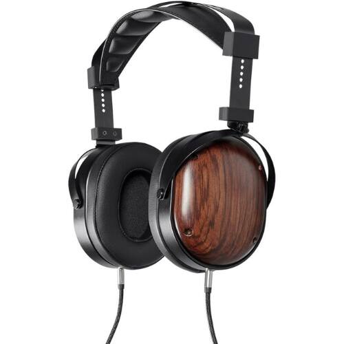 Angle. Monoprice - Monolith Over-Ear Planar Magnetic Headphones – 66mm Drivers, Closed-Back, Comfortable Ear Pads, Studio-Grade, Black/Wood - Black.