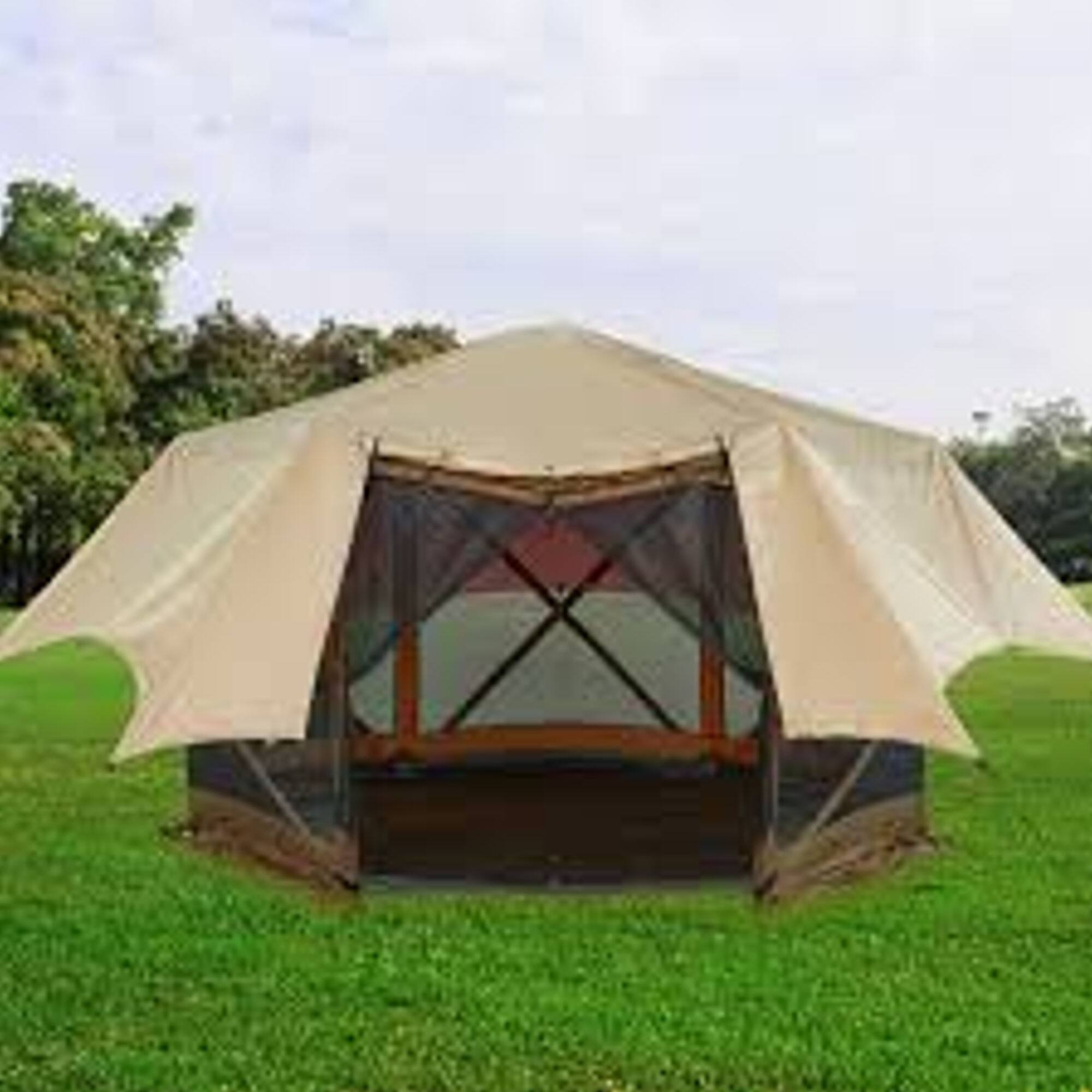 Alt View 1. Hike Crew - Waterproof Gazebo Rain Shelter Tarp Compatible with 6-Sided Pop-Up Tent with 6.5ft Panels - Beige.