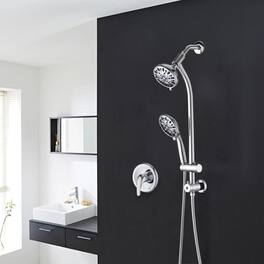 Akoasm - 7-Spray Dual Shower System Kit: Adjustable Rainfall & Handheld with Pause & 48 Settings, Complete Set - Chrome
