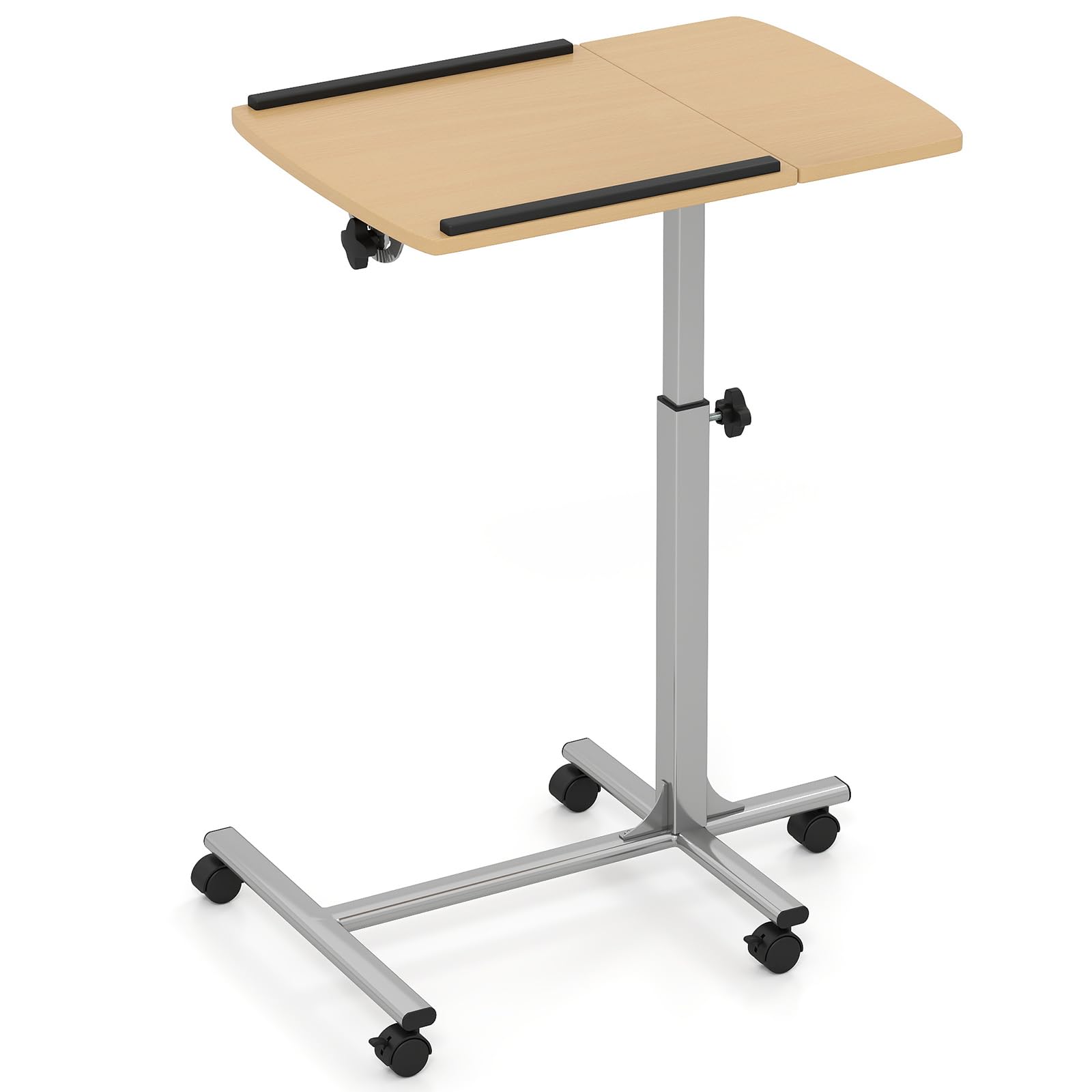 Alt View 8. Ecooso - Rolling Laptop Table, Height Adjustable, Tilt Top, Mobile Computer Stand for Home Office - Natural.