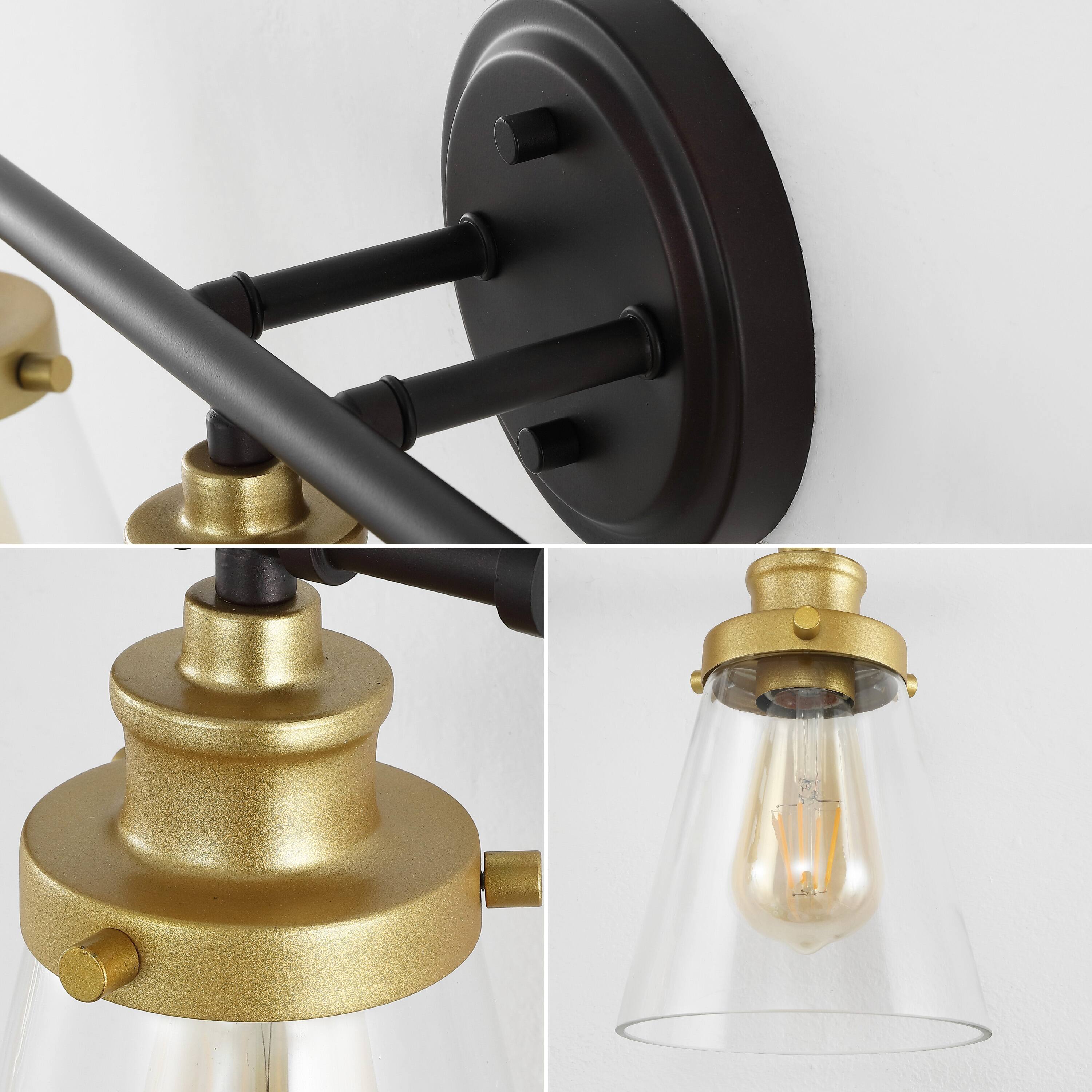 Alt View 4. Jonathan Y - Hollis 23.75" 3-Light Vanity Light with Bathroom Hardware Accessory Set, Oil Rubbed Bronze/Gold Painting (5-Piece) - Oil Rubbed Bronze/Gold Painting.
