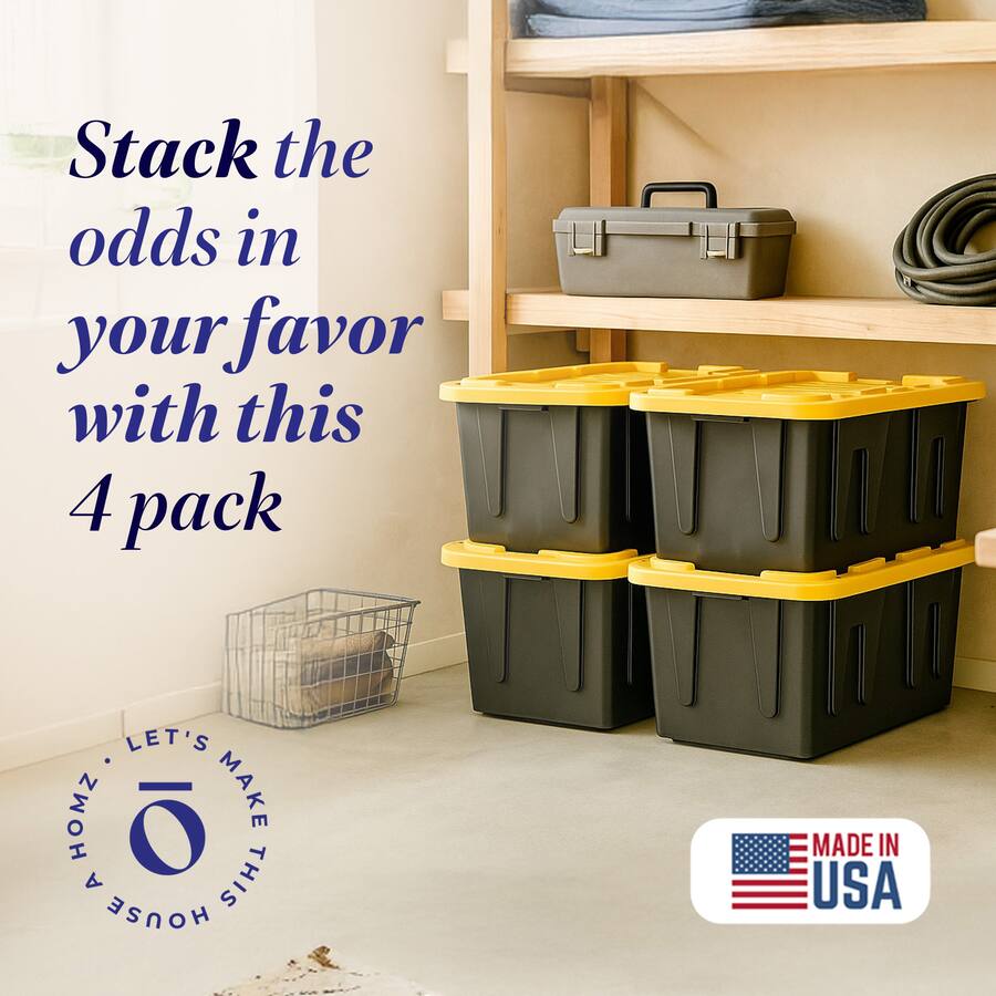 Tote Box Rack Homz Durabilt Heavy Duty 27 Gallon Plastic Organizer Storage Bin Tote ...