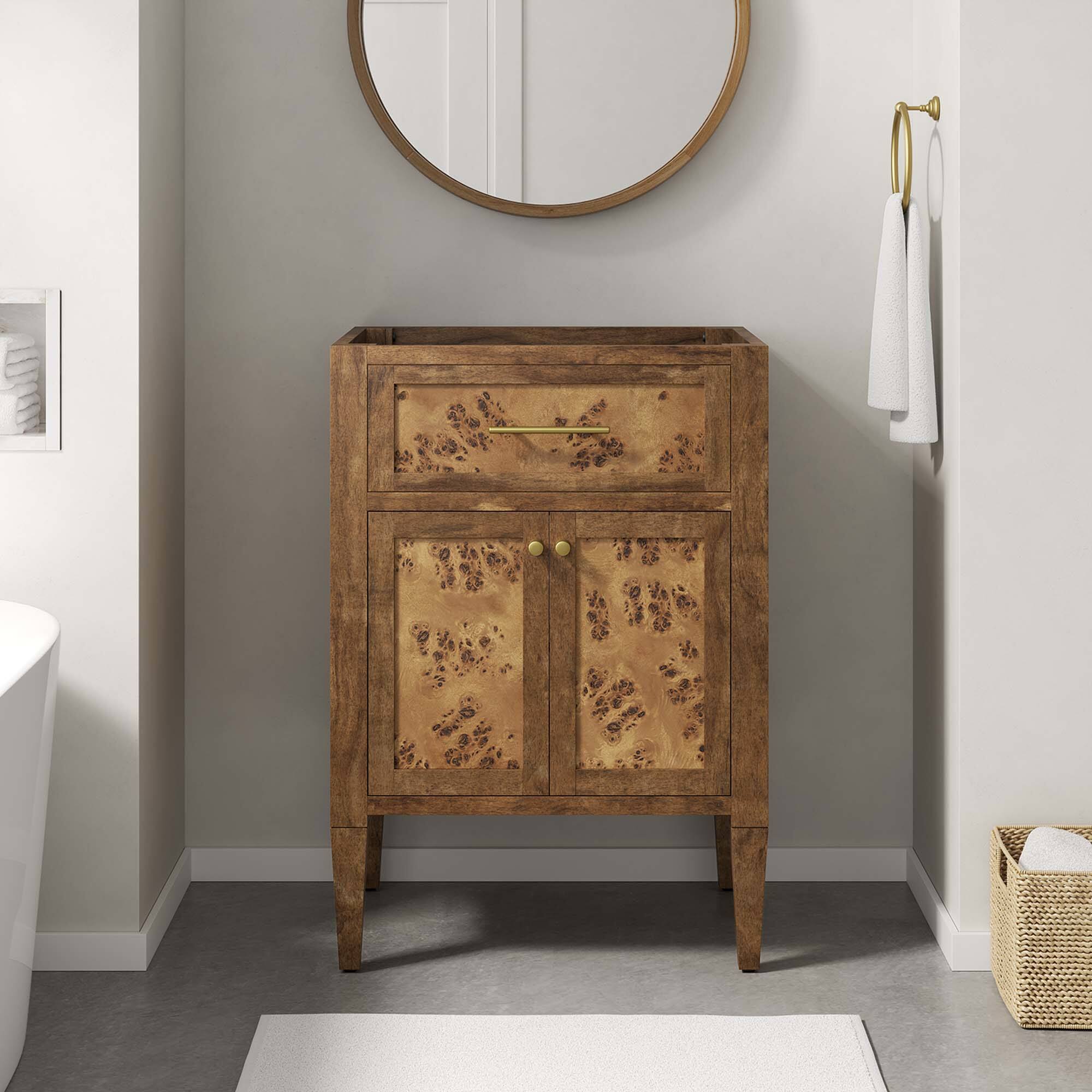 Alt View 9. Modway - Elysian 24" Wood Bathroom Vanity Cabinet (Sink Basin Not Included) by Modway - Brown.