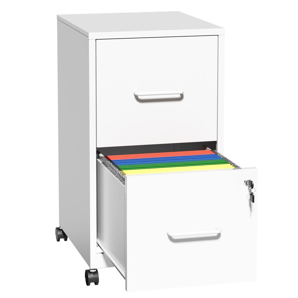 Alt View 10. Loheer - Loheer 2 Drawer File Cabinet with Lock and Wheels Black Metal Under Desk Storage for Letter Legal Files.