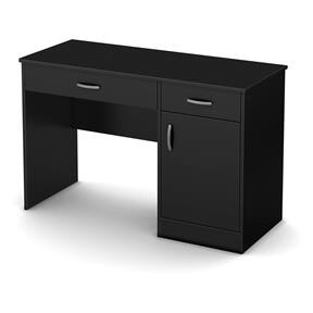 Front. SlickBlue - Home Office Work Desk with Storage Shelves for Laptop and Accessories - Black.