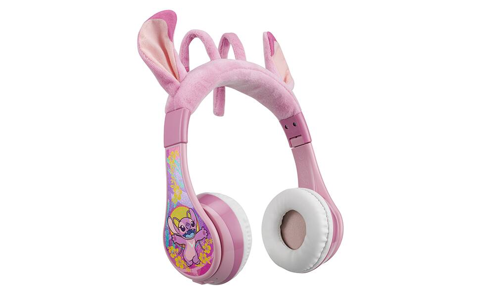 Front. eKids - Disney Stitch Angel Bluetooth Headphones for Kids.