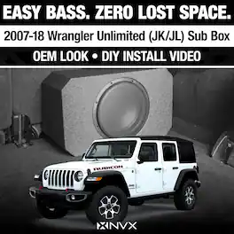 NVX - BOOST Box Custom Fit 500W RMS 10in Loaded Subwoofer Enclosure for 2007-2018 JEEP Wrangler Unlimited (JK/JL)