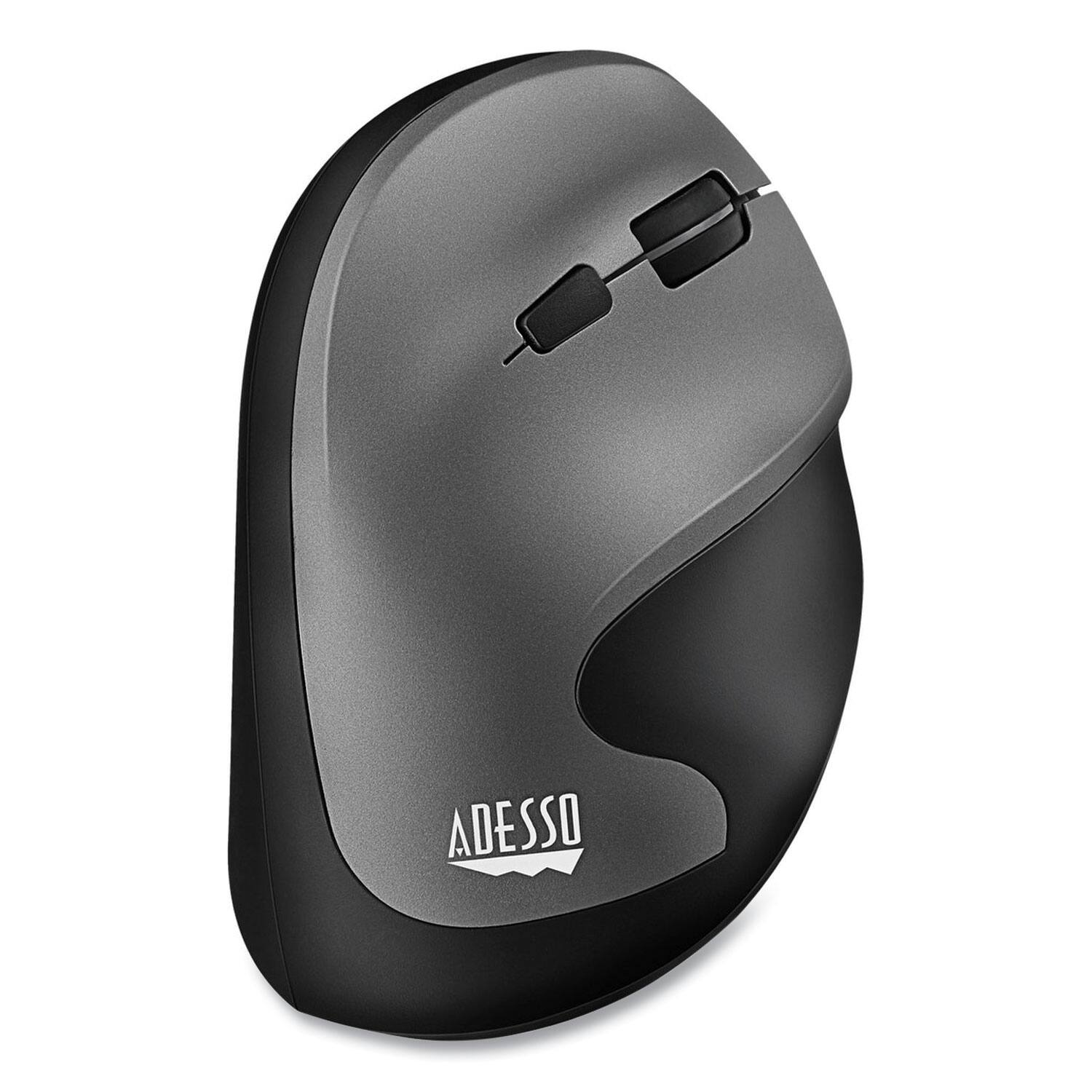 Alt View 2. Adesso - Adesso A20 iMouse A20 2.4 GHz - Right Hand - Antimicrobial Vertical Wireless Mouse - Black/Granite - Black/Granite.