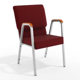 Emma + Oliver - 21" Stackable Church Chair with Arms - Burgundy Fabric/Silver Vein Frame