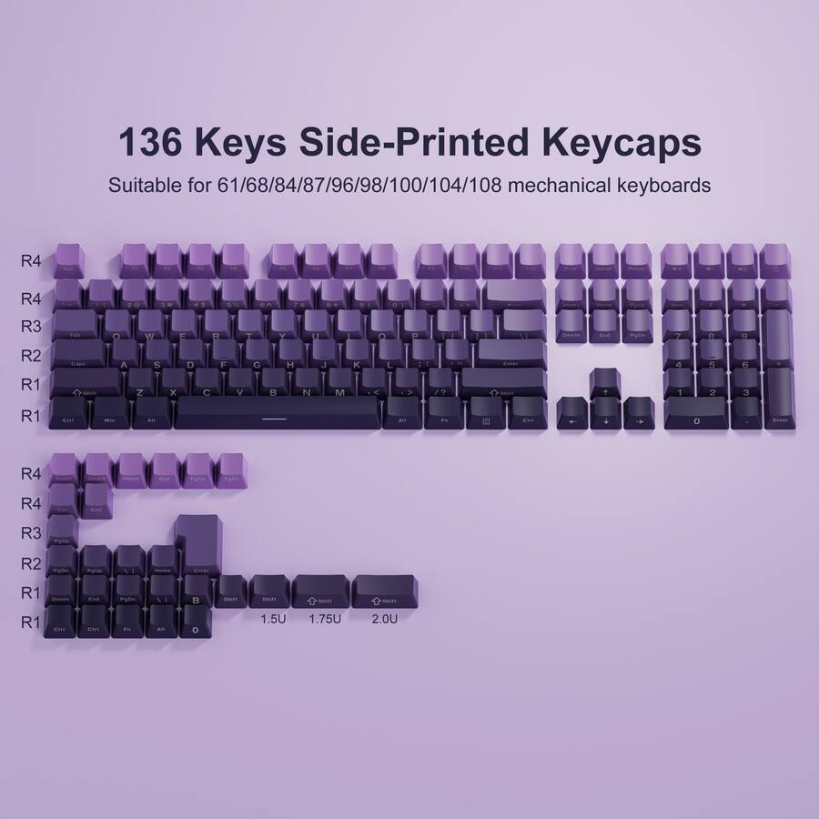 Keycaps Profile R1 R3 Womier Gradient Series 136 Key Shine Through Cherry Profile Double Shot ...
