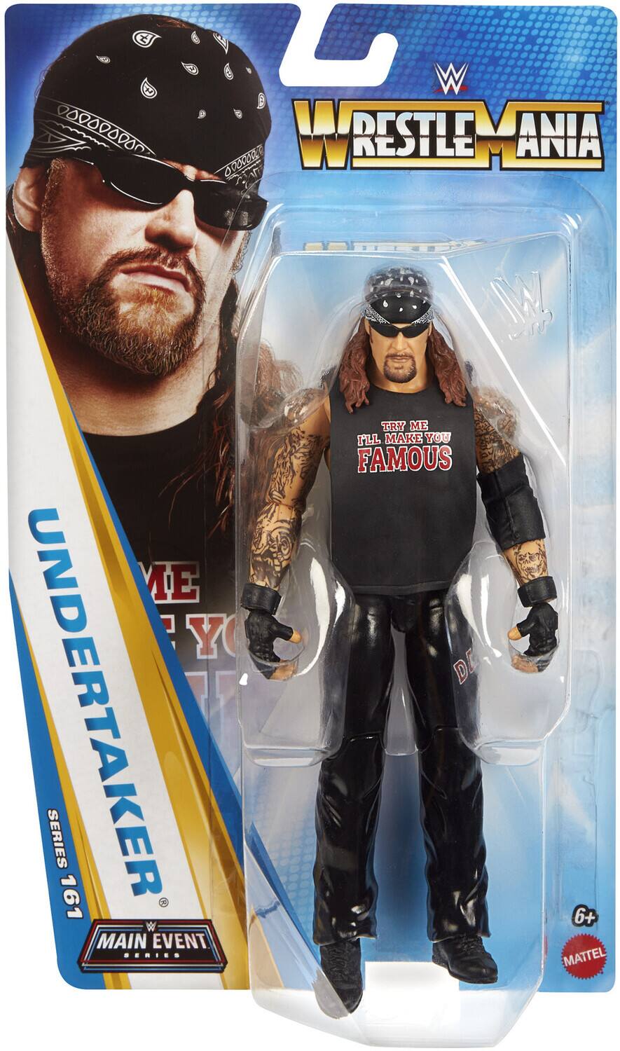 DODODODOO L W s000000 WRESTLEMANIA W RESTLE ANIA 2 ME Y UNDERTAKER SERIES 161 W MAIN EVENT BENI.S WW TRY ME I'LL MAKE YOU FAMOUS DE 6+ MATTEL